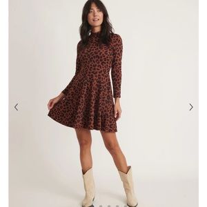 Marine Layer | Tyra Mock Neck Mini Dress in Cheetah S